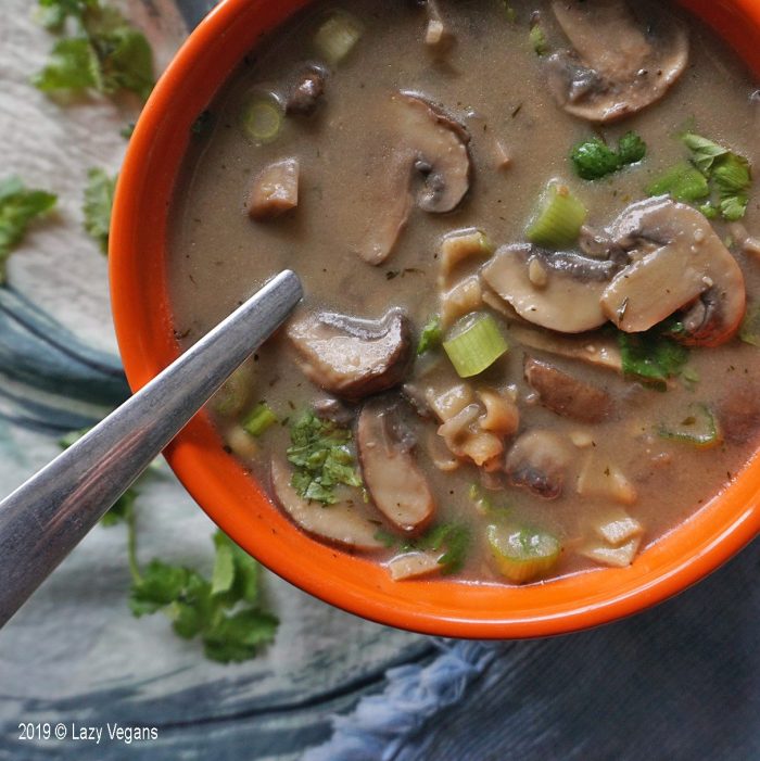 mushroom soup and spoon