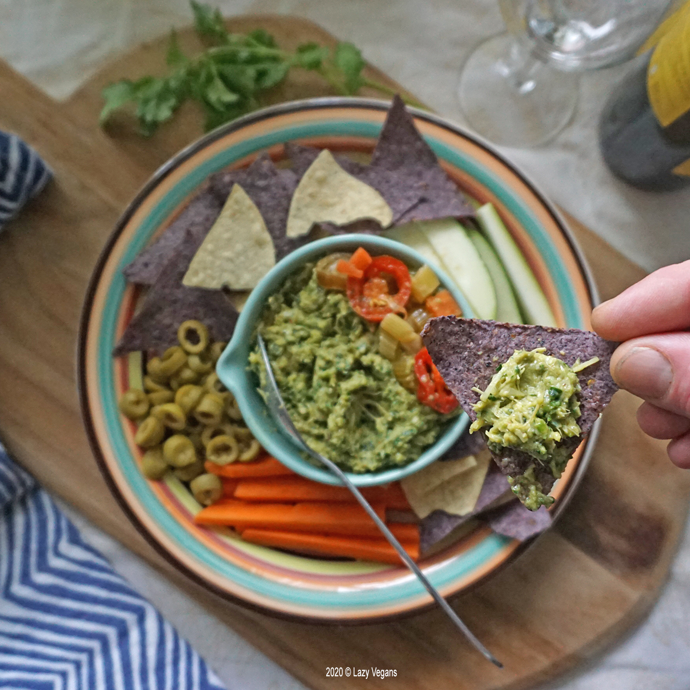 artichoke and kale dip with nacho